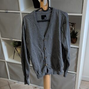 Solid Charcoal Men's Cardigan Sweater